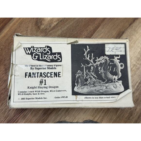 Vintage 1982 Wizards & Lizards Fantascene Knight Slaying Dragon Lead Figures Set - Picture 4 of 16